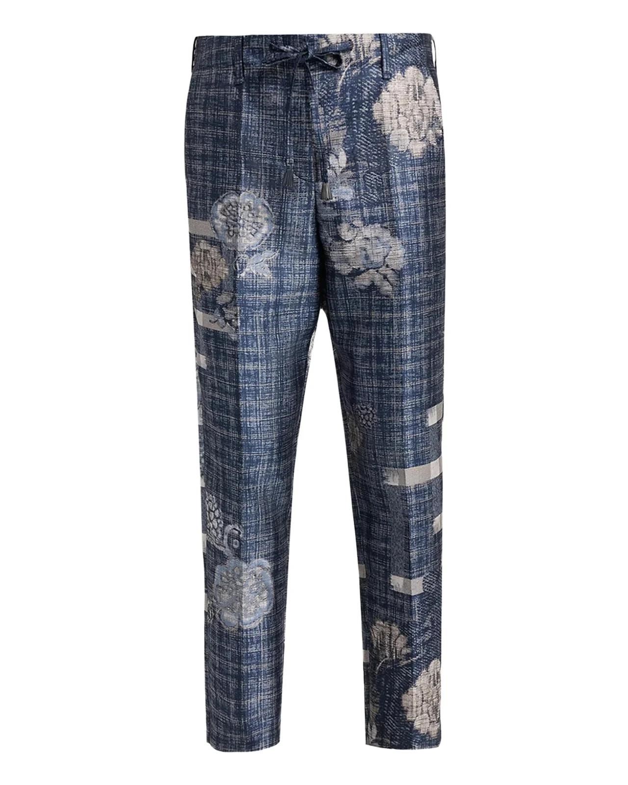Giorgio Armani Check Floral Jacquard Straight-Leg Ankle Trousers
