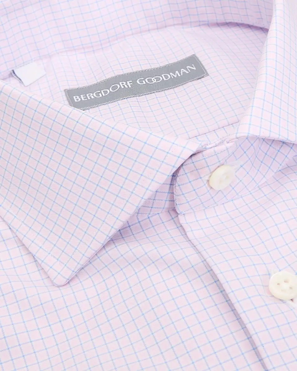 Bergdorf Goodman Men's Cotton Micro-Check Point Collar Dress Shirt | Thumbnail 2