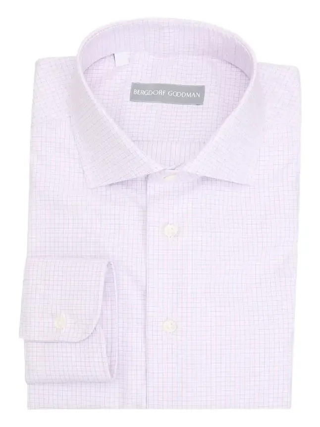 Bergdorf Goodman Men's Cotton Micro-Check Point Collar Dress Shirt