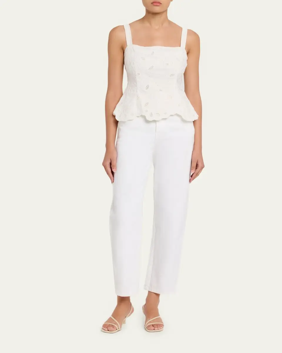 Simkhai McKenna Embroidered Peplum-Hem Top | Thumbnail 2 Simkhai McKenna Embroidered Peplum-Hem Top | Thumbnail 2