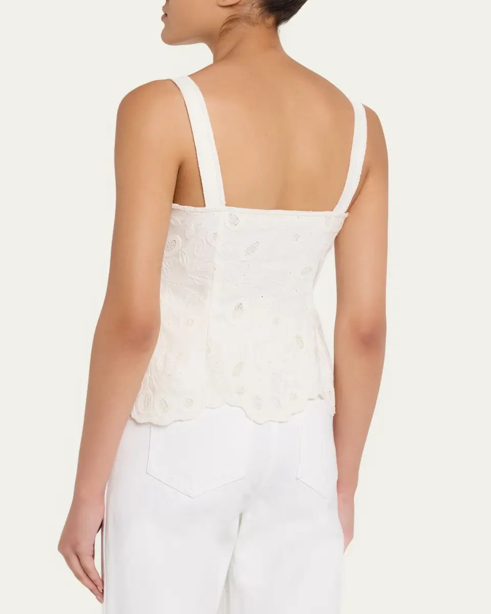 Simkhai McKenna Embroidered Peplum-Hem Top | Thumbnail 3 Simkhai McKenna Embroidered Peplum-Hem Top | Thumbnail 3