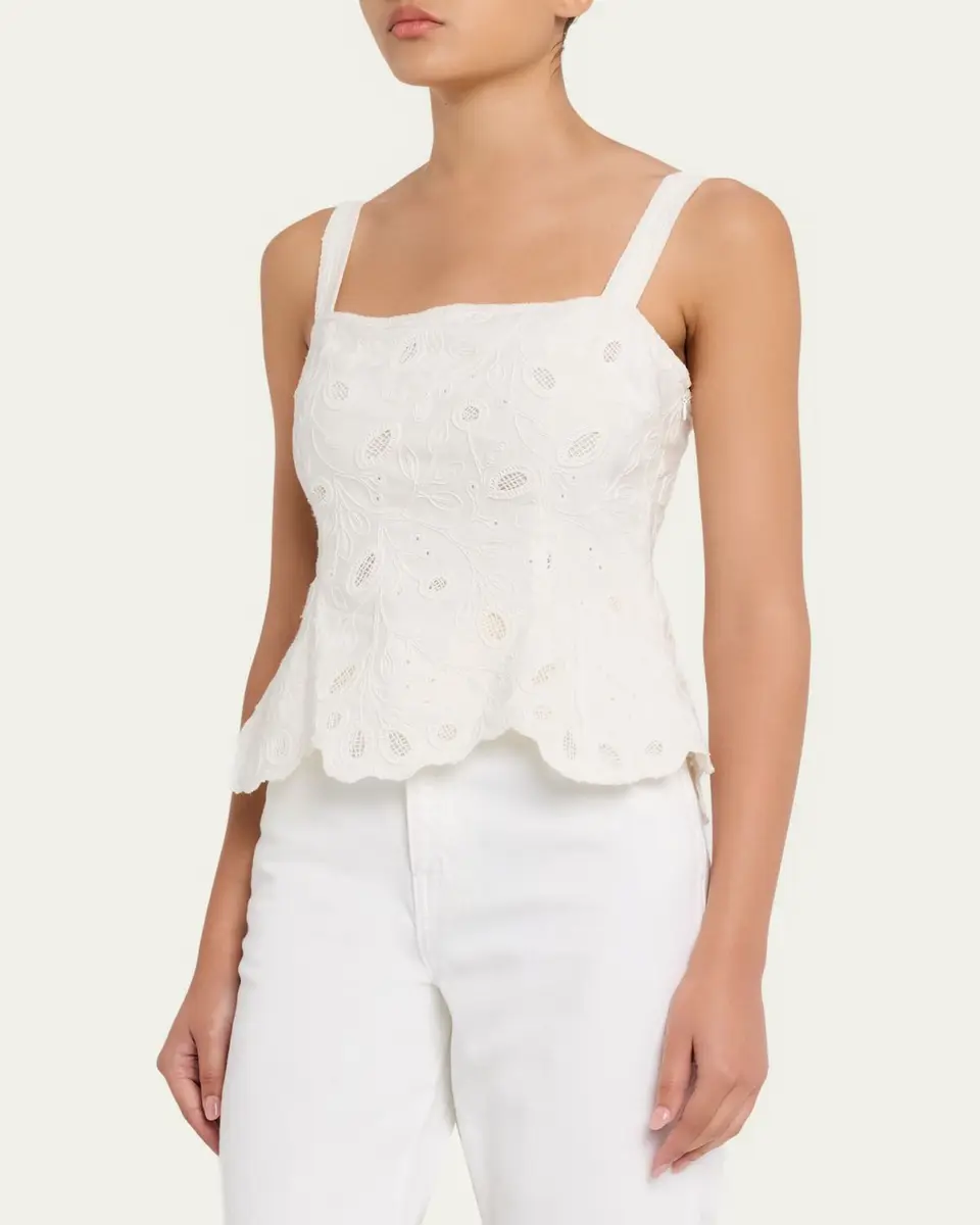 Simkhai McKenna Embroidered Peplum-Hem Top | Thumbnail 4 Simkhai McKenna Embroidered Peplum-Hem Top | Thumbnail 4
