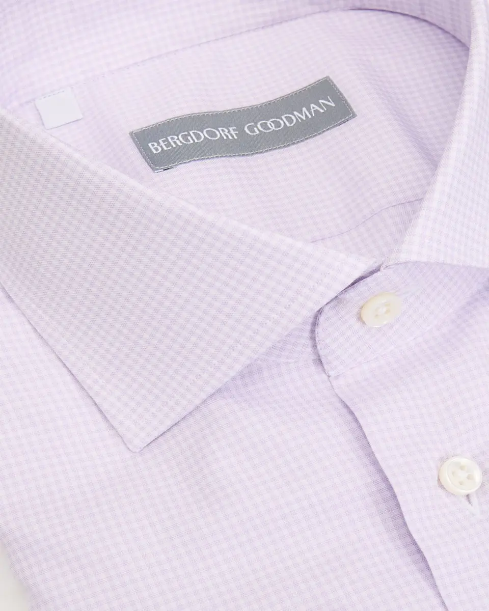 Bergdorf Goodman Men's Cotton Micro-Check Point Collar Dress Shirt | Thumbnail 2