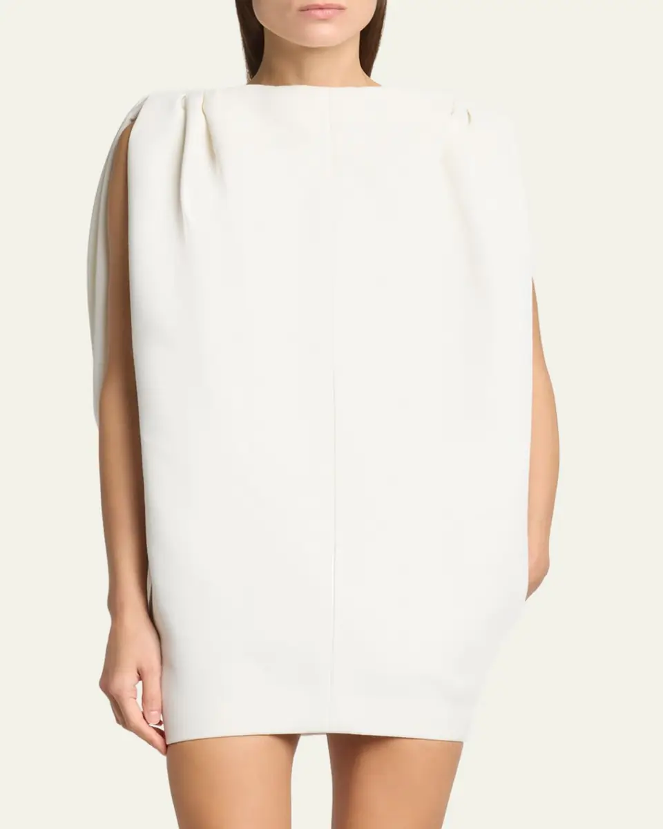 Balenciaga Gathered-Shoulder High-Neck Mini Sack Dress | Thumbnail 4 Balenciaga Gathered-Shoulder High-Neck Mini Sack Dress | Thumbnail 4