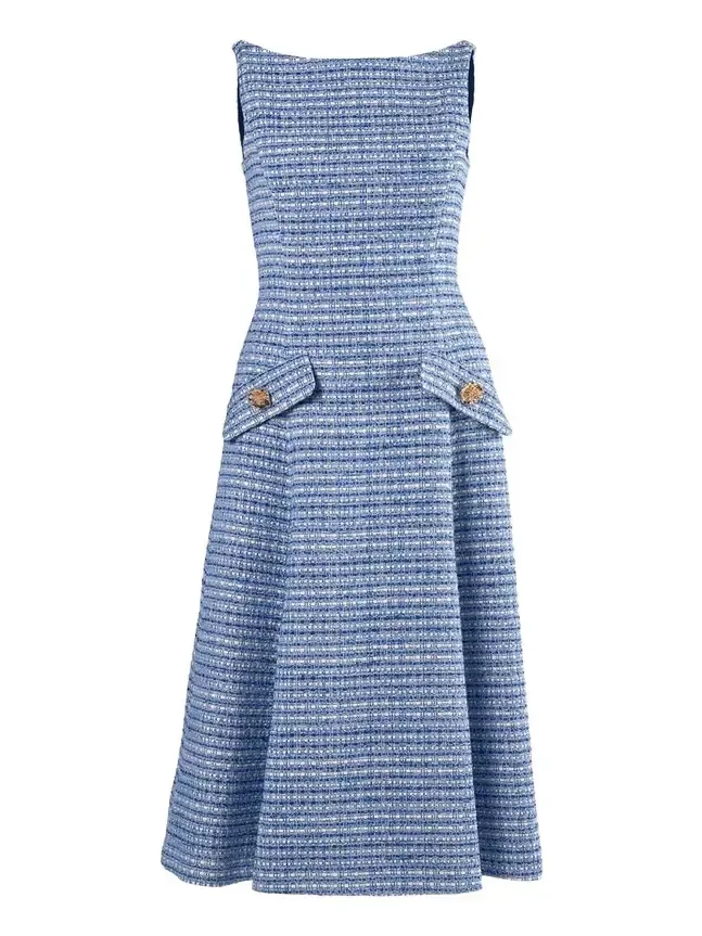 Tweed Sleeveless A-Line Dress