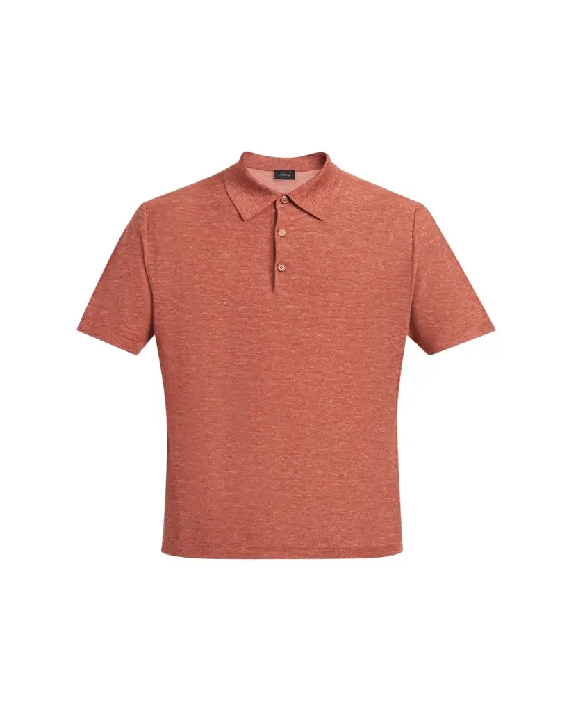 Brioni Men's Heathered Cashmere/Silk-Blend Polo Shirt | Image 1 Brioni Men's Heathered Cashmere/Silk-Blend Polo Shirt | Image 1