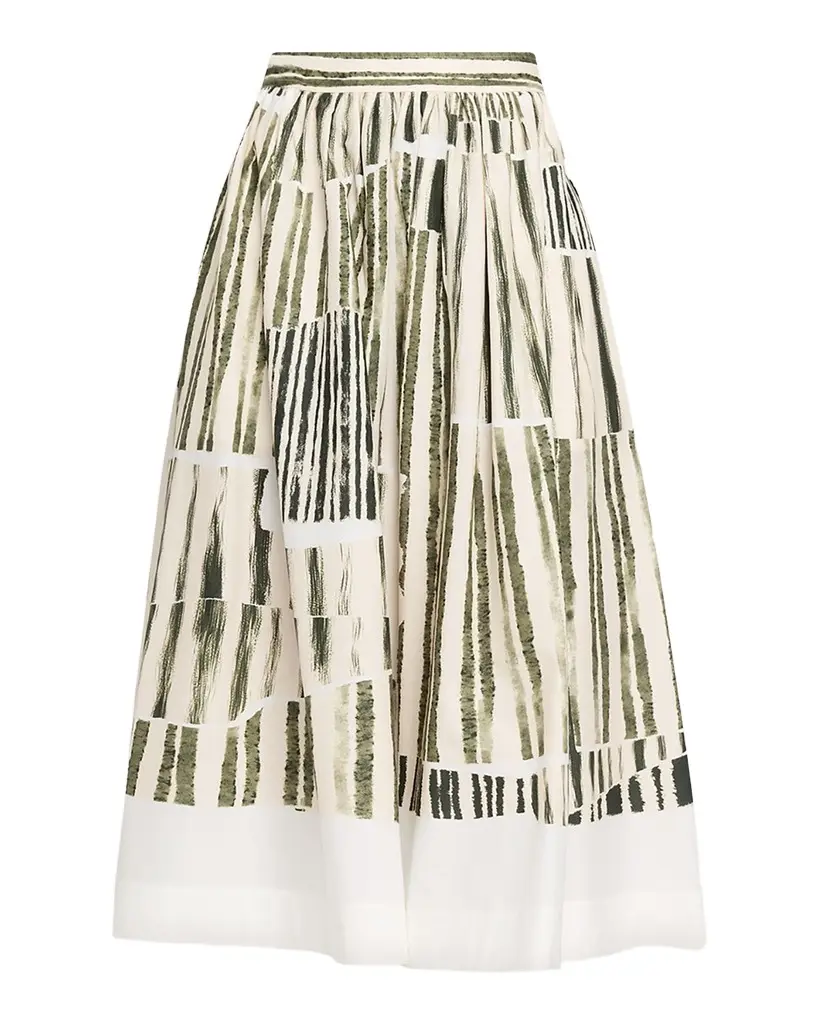 Jason Wu Collection Stripe Collage A-Line Midi Skirt | Image 1 Jason Wu Collection Stripe Collage A-Line Midi Skirt | Image 1