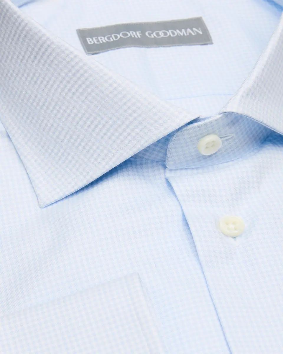 Bergdorf Goodman Men's Cotton Micro-Check Point Collar Dress Shirt | Thumbnail 2