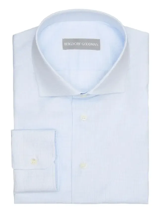 Men's Cotton Micro-Check Point Collar Dress Shirt Men's Cotton Micro-Check Point Collar Dress Shirt