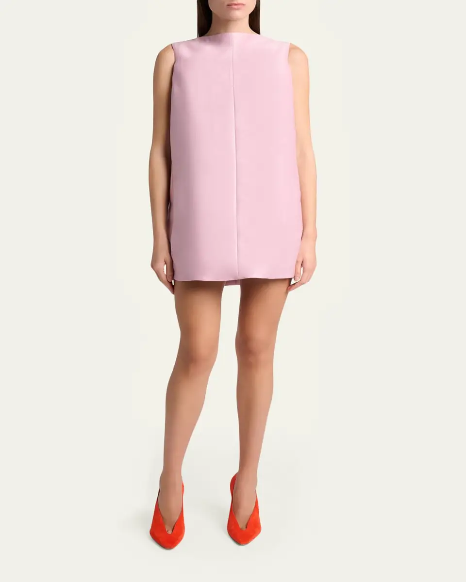 Balenciaga Sleeveless Silk-Wool Mini Sack Dress | Thumbnail 2 Balenciaga Sleeveless Silk-Wool Mini Sack Dress | Thumbnail 2