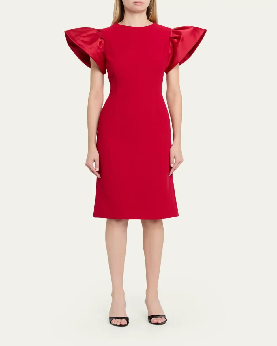 Rickie Freeman for Teri Jon Flounce-Sleeve Crepe Sheath Dress | Thumbnail 2 Rickie Freeman for Teri Jon Flounce-Sleeve Crepe Sheath Dress | Thumbnail 2