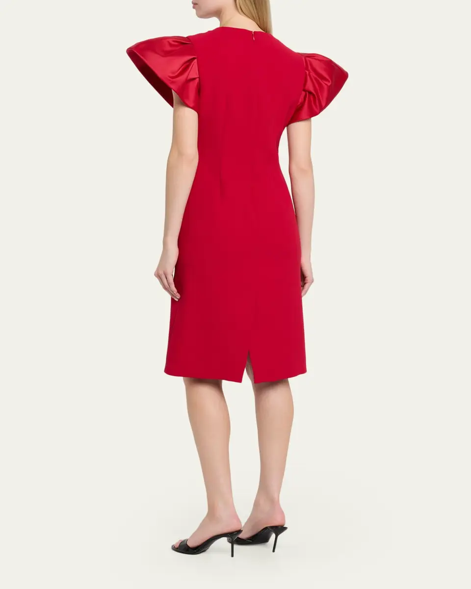 Rickie Freeman for Teri Jon Flounce-Sleeve Crepe Sheath Dress | Thumbnail 3 Rickie Freeman for Teri Jon Flounce-Sleeve Crepe Sheath Dress | Thumbnail 3