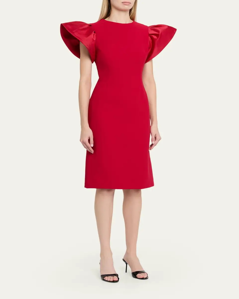 Rickie Freeman for Teri Jon Flounce-Sleeve Crepe Sheath Dress | Thumbnail 4 Rickie Freeman for Teri Jon Flounce-Sleeve Crepe Sheath Dress | Thumbnail 4