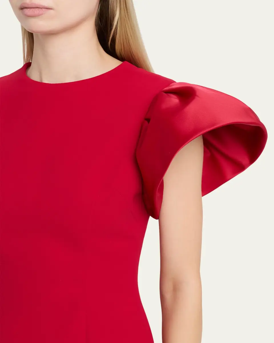 Rickie Freeman for Teri Jon Flounce-Sleeve Crepe Sheath Dress | Thumbnail 5 Rickie Freeman for Teri Jon Flounce-Sleeve Crepe Sheath Dress | Thumbnail 5