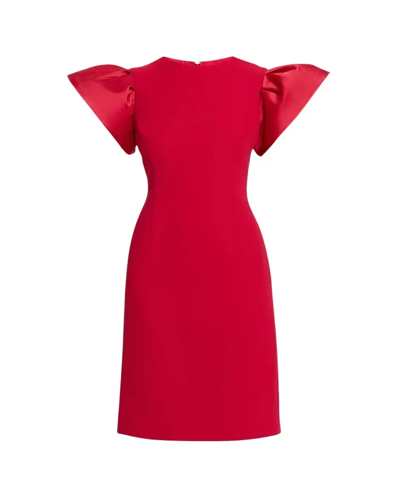 Rickie Freeman for Teri Jon Flounce-Sleeve Crepe Sheath Dress | Image 1 Rickie Freeman for Teri Jon Flounce-Sleeve Crepe Sheath Dress | Image 1
