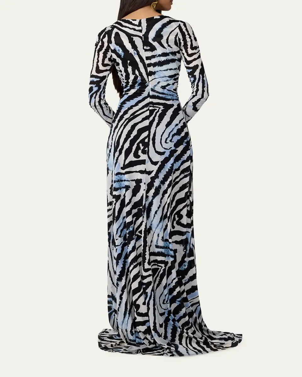 Diane von Furstenberg Sasha Animal-Print Plunging Jersey Maxi Dress | Thumbnail 3 Diane von Furstenberg Sasha Animal-Print Plunging Jersey Maxi Dress | Thumbnail 3
