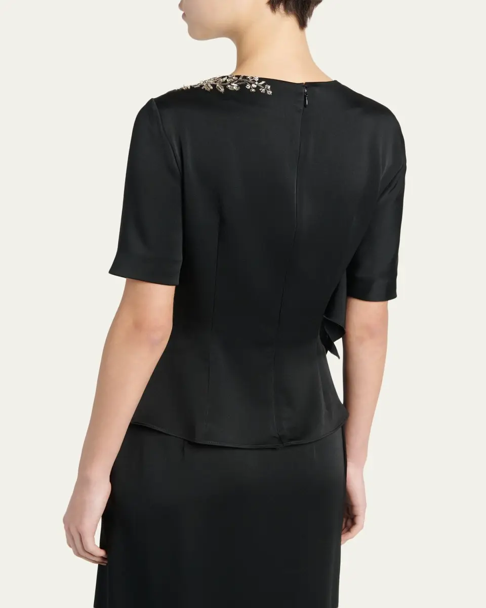 Alexander McQueen Embroidered Lace Draped Silk Top | Thumbnail 3 Alexander McQueen Embroidered Lace Draped Silk Top | Thumbnail 3