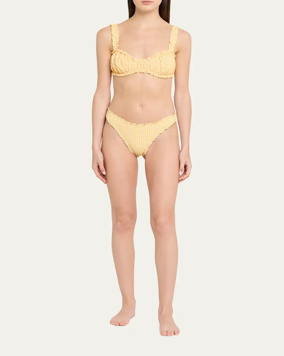 Simkhai Evander Ruched Gingham Seersucker Bikini Top | Thumbnail 2 Simkhai Evander Ruched Gingham Seersucker Bikini Top | Thumbnail 2