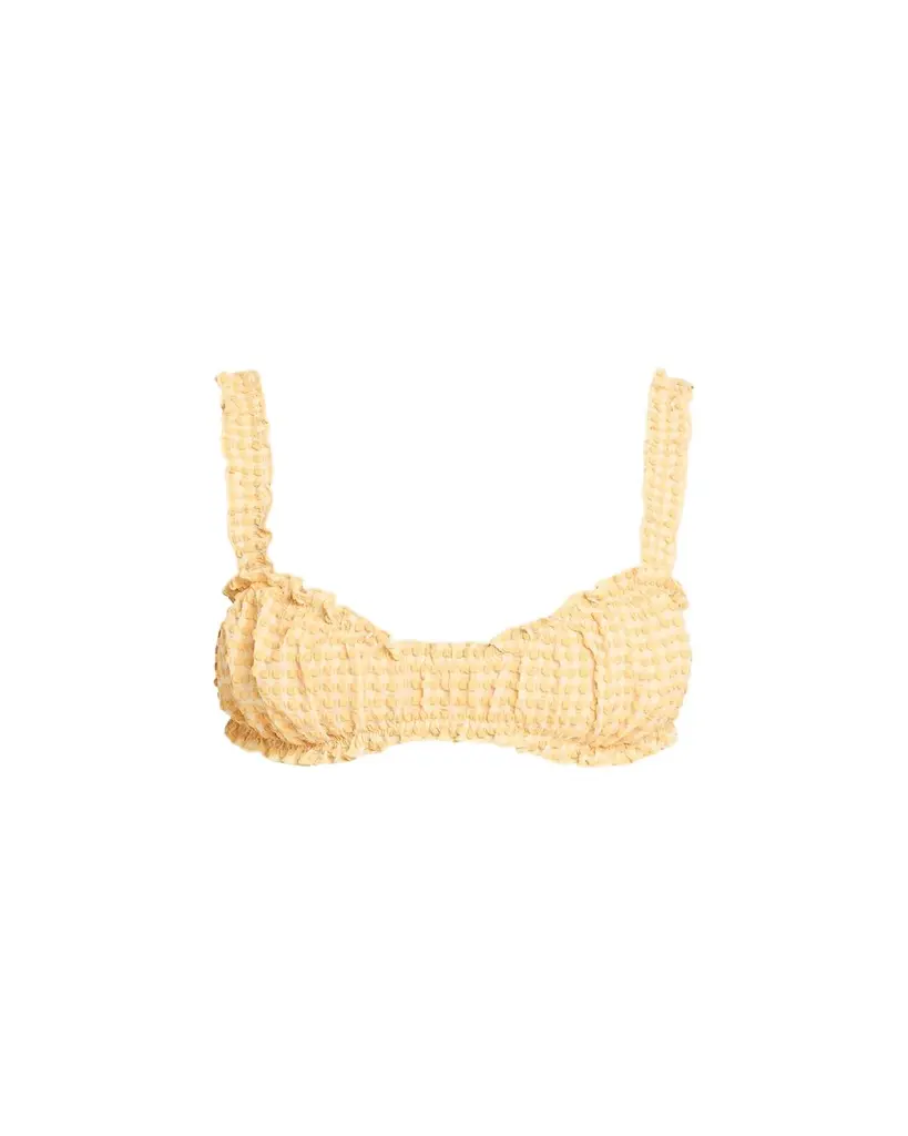 Simkhai Evander Ruched Gingham Seersucker Bikini Top | Image 1 Simkhai Evander Ruched Gingham Seersucker Bikini Top | Image 1
