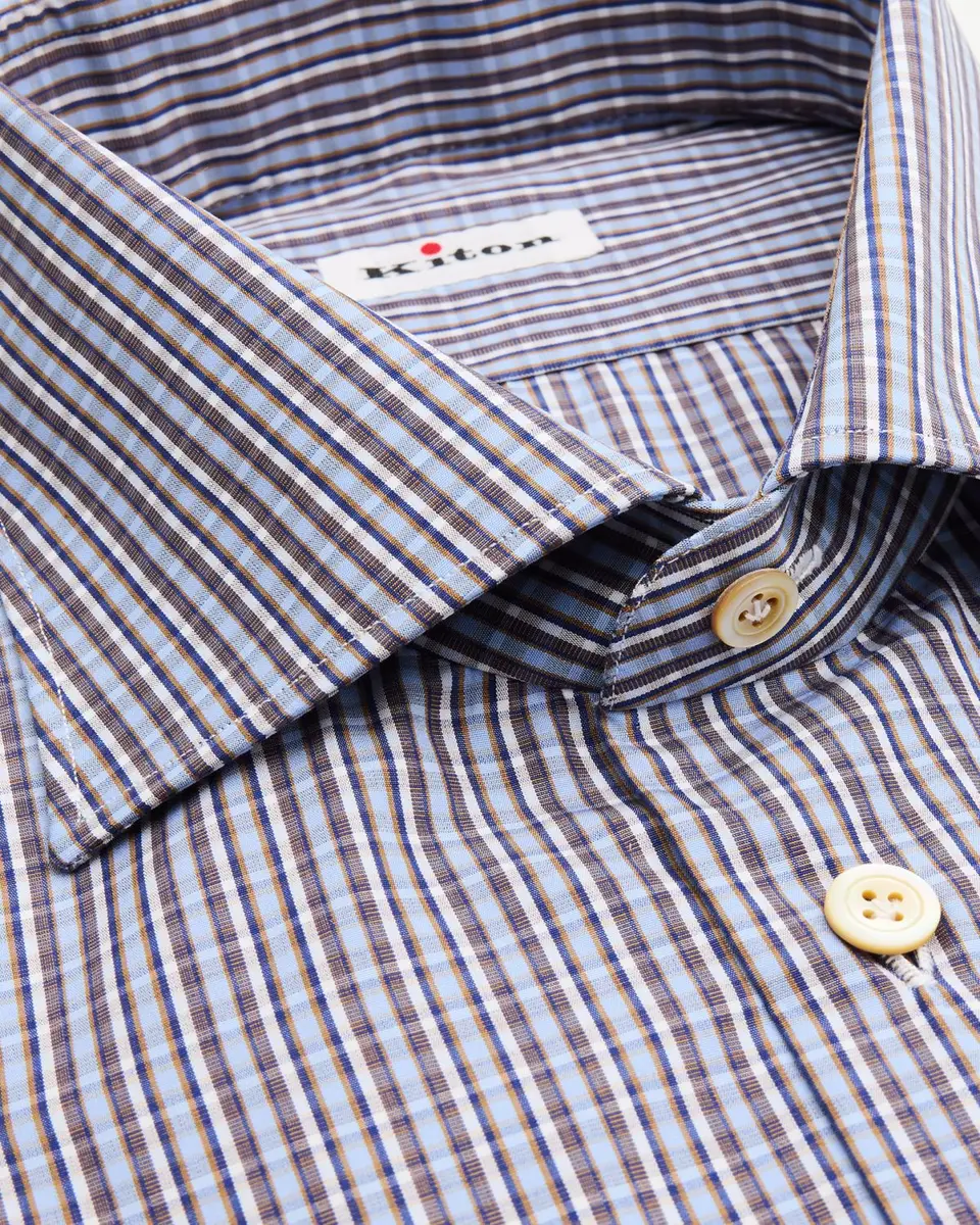 Kiton Men's Cotton Plaid Dress Shirt | Thumbnail 2 Kiton Men's Cotton Plaid Dress Shirt | Thumbnail 2