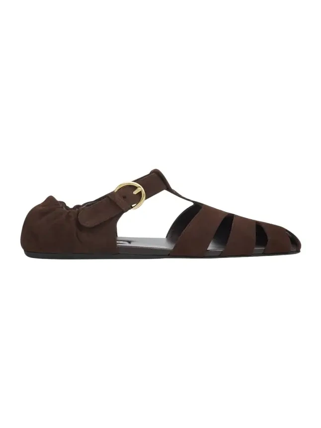 Miu Miu Ruched Suede Fisherman Sandals