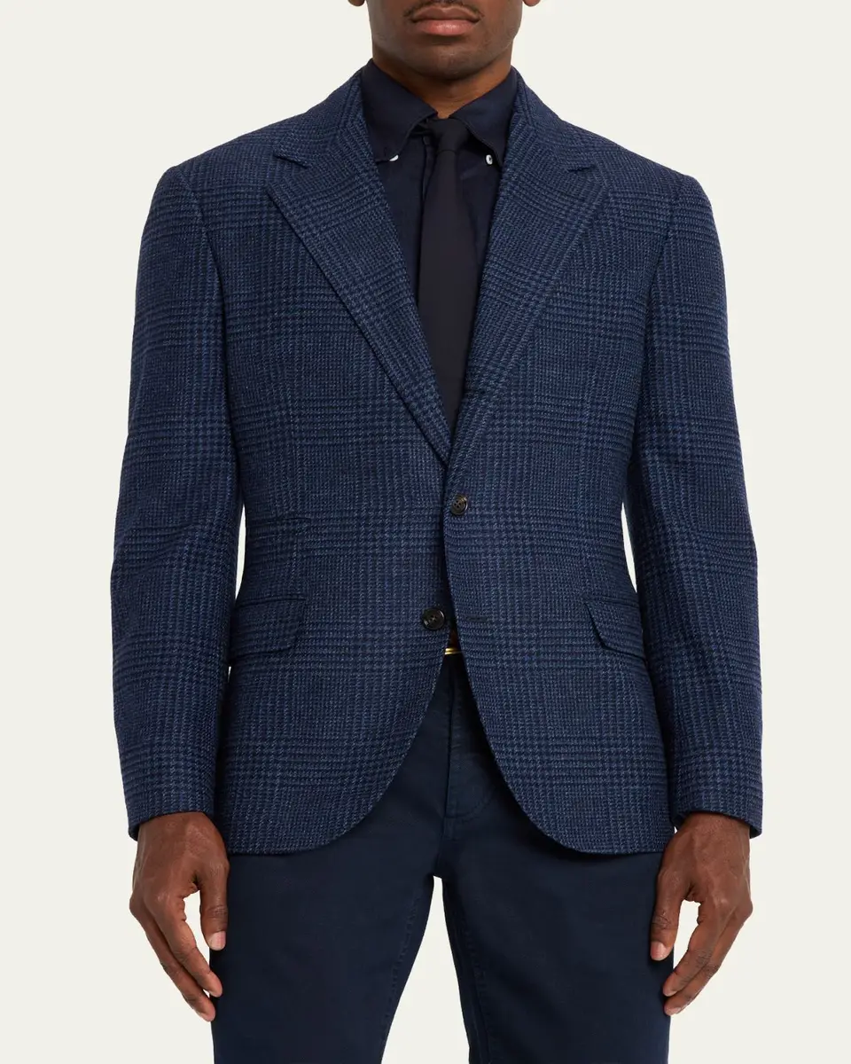 Brunello Cucinelli Men's Galles Houndstooth Check Single-Breasted Sport Coat | Thumbnail 4