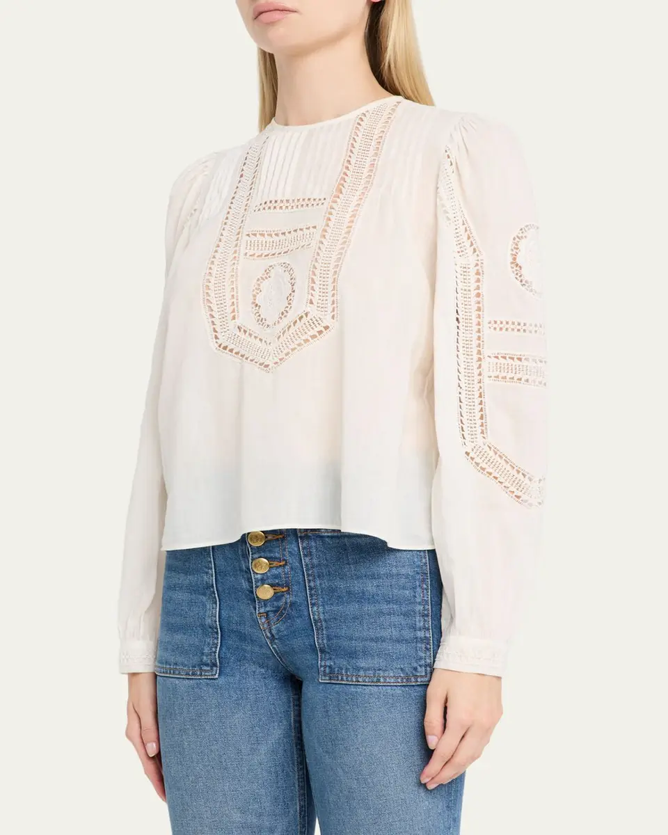 Ulla Johnson Marlowe Embroidered Long-Sleeve Blouse | Thumbnail 4 Ulla Johnson Marlowe Embroidered Long-Sleeve Blouse | Thumbnail 4
