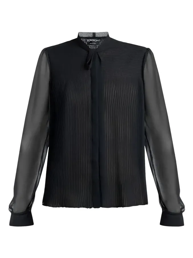 Chiffon Plisse Neck-Tie Blouse Chiffon Plisse Neck-Tie Blouse