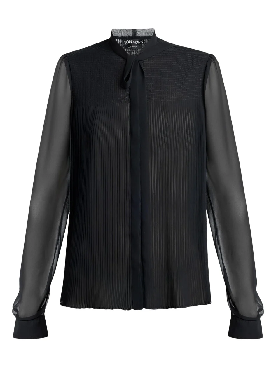Chiffon Plisse Neck-Tie Blouse Chiffon Plisse Neck-Tie Blouse
