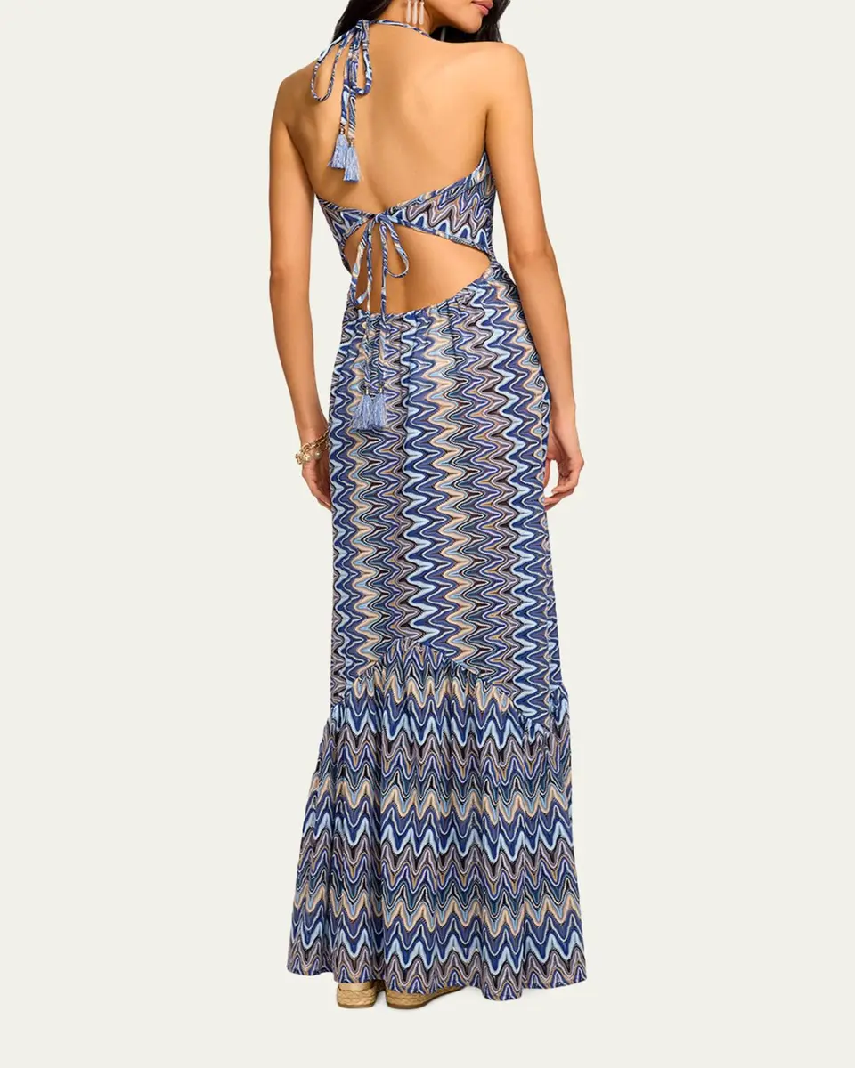 Ramy Brook Delilah Chevron Halter Maxi Dress | Thumbnail 3 Ramy Brook Delilah Chevron Halter Maxi Dress | Thumbnail 3