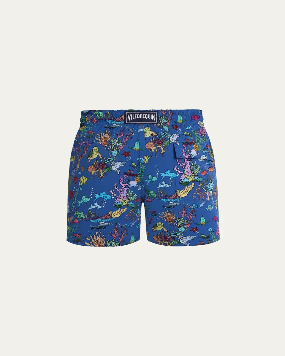Vilebrequin Men's Stretch Aquarium-Print Swim Trunks | Thumbnail 4