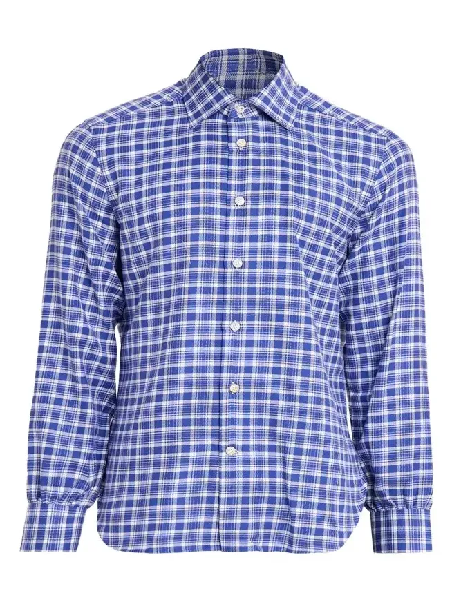Men's Cotton and Cashmere Plaid Button-Down Shirt Men's Cotton and Cashmere Plaid Button-Down Shirt