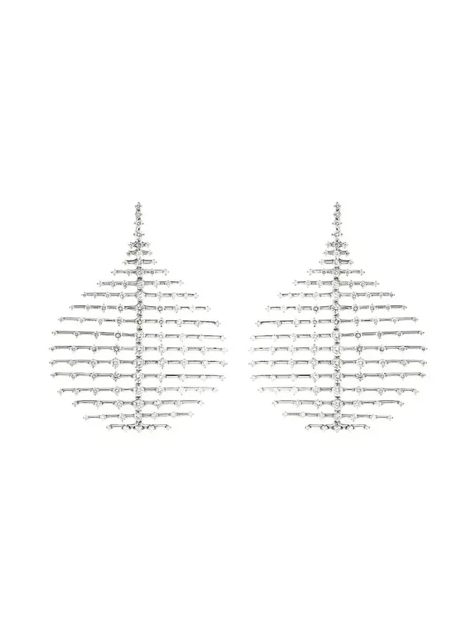 18K White Gold Medium Disco Earrings with Diamonds