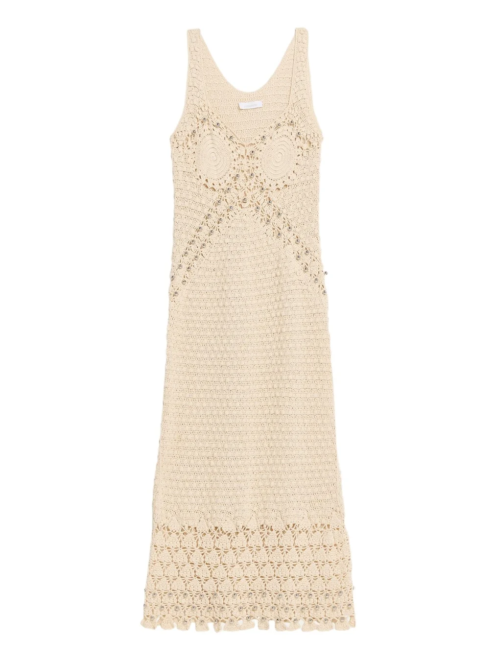 Embellished Textured Crochet Knit Midi Dress Embellished Textured Crochet Knit Midi Dress