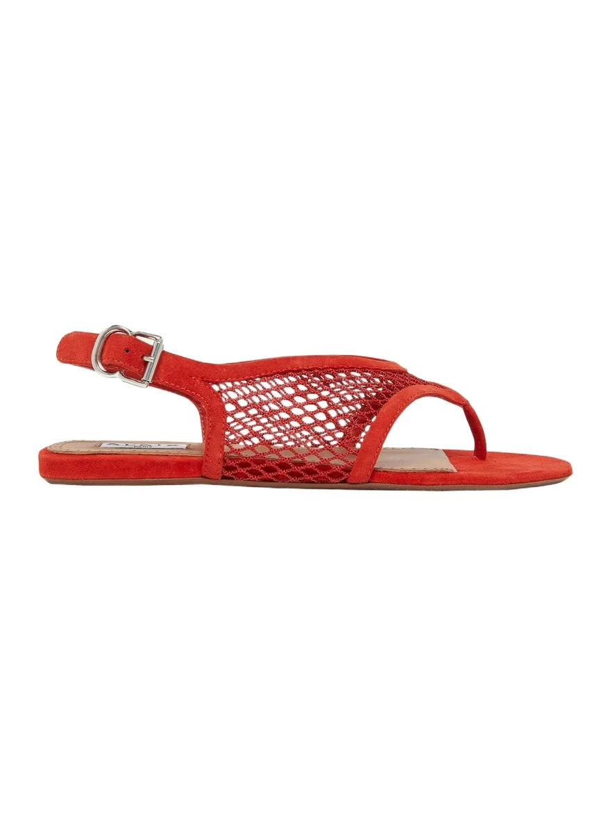 Fishnet Suede Flat Thong Sandals Fishnet Suede Flat Thong Sandals