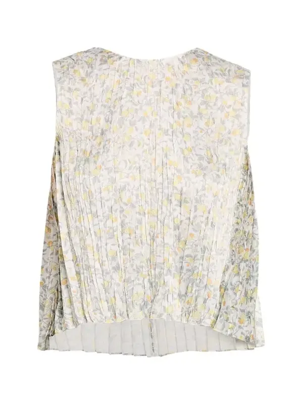 Citrine Bloom Pleated Satin Top Citrine Bloom Pleated Satin Top