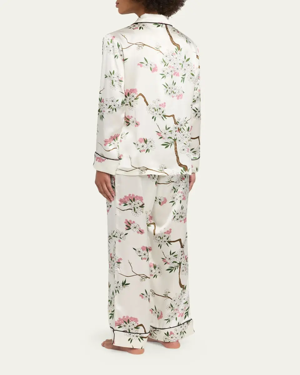 Olivia von Halle Lila Ana Blossom-Print Silk Satin Pajama Set | Thumbnail 3