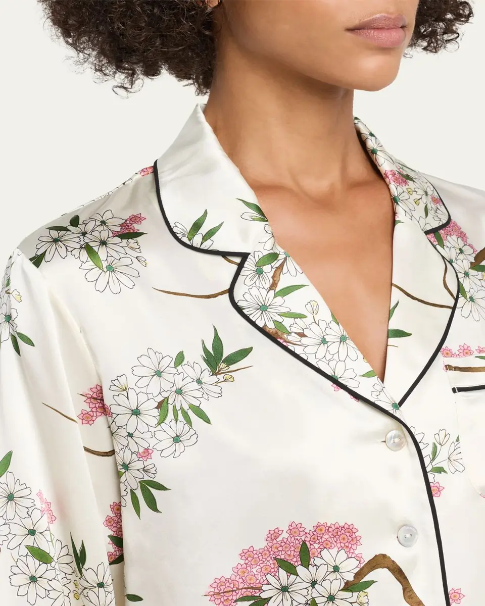 Olivia von Halle Lila Ana Blossom-Print Silk Satin Pajama Set | Thumbnail 5