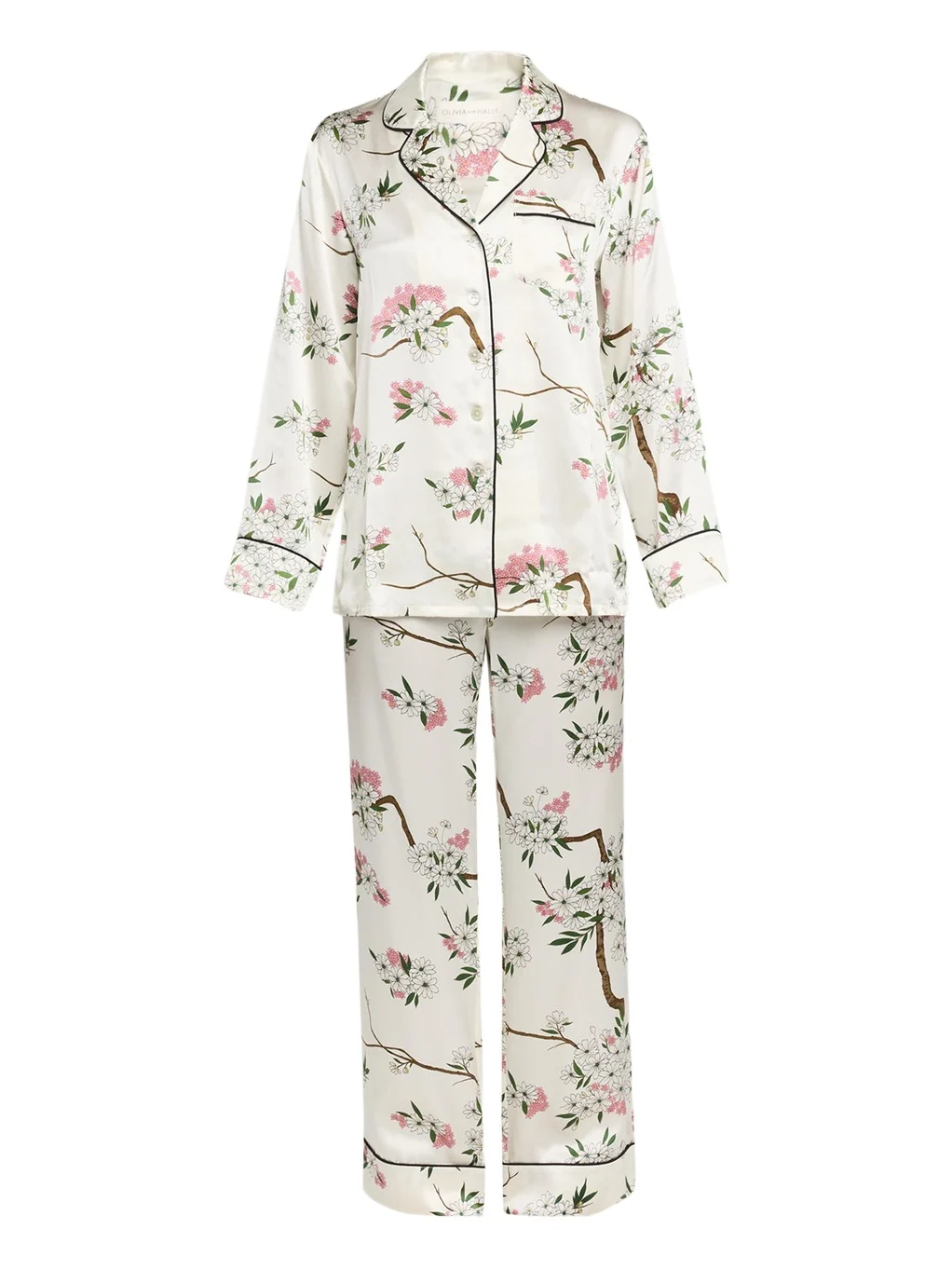 Lila Ana Blossom-Print Silk Satin Pajama Set