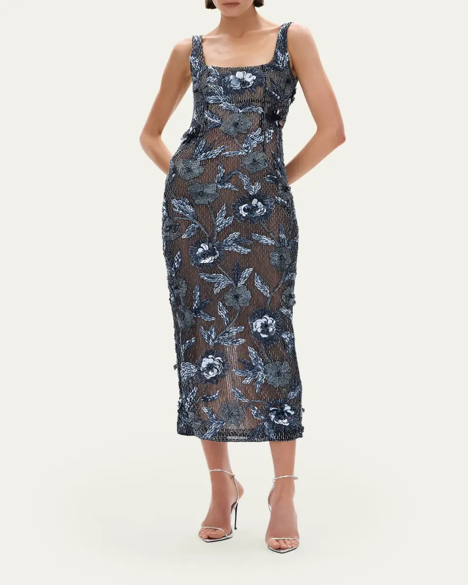 RACHEL GILBERT Pierre Strap Beaded Column Midi Dress | Thumbnail 2