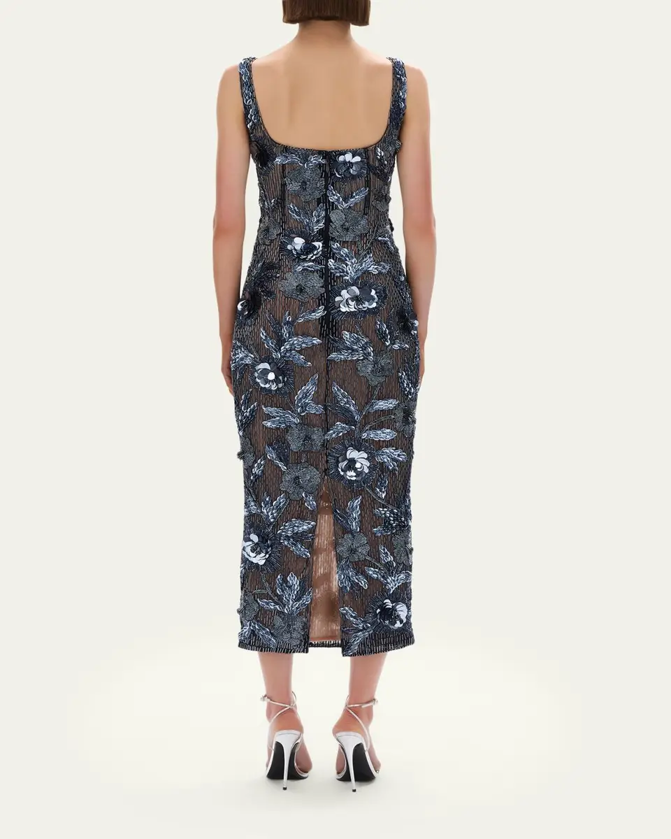 RACHEL GILBERT Pierre Strap Beaded Column Midi Dress | Thumbnail 3