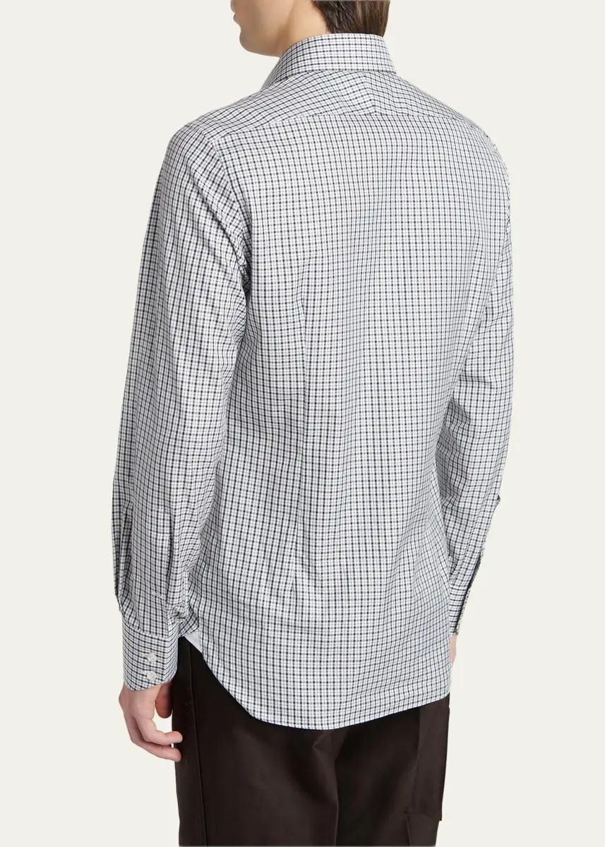 Tom Ford Men's Cotton Grid Check Dress Shirt | Thumbnail 3