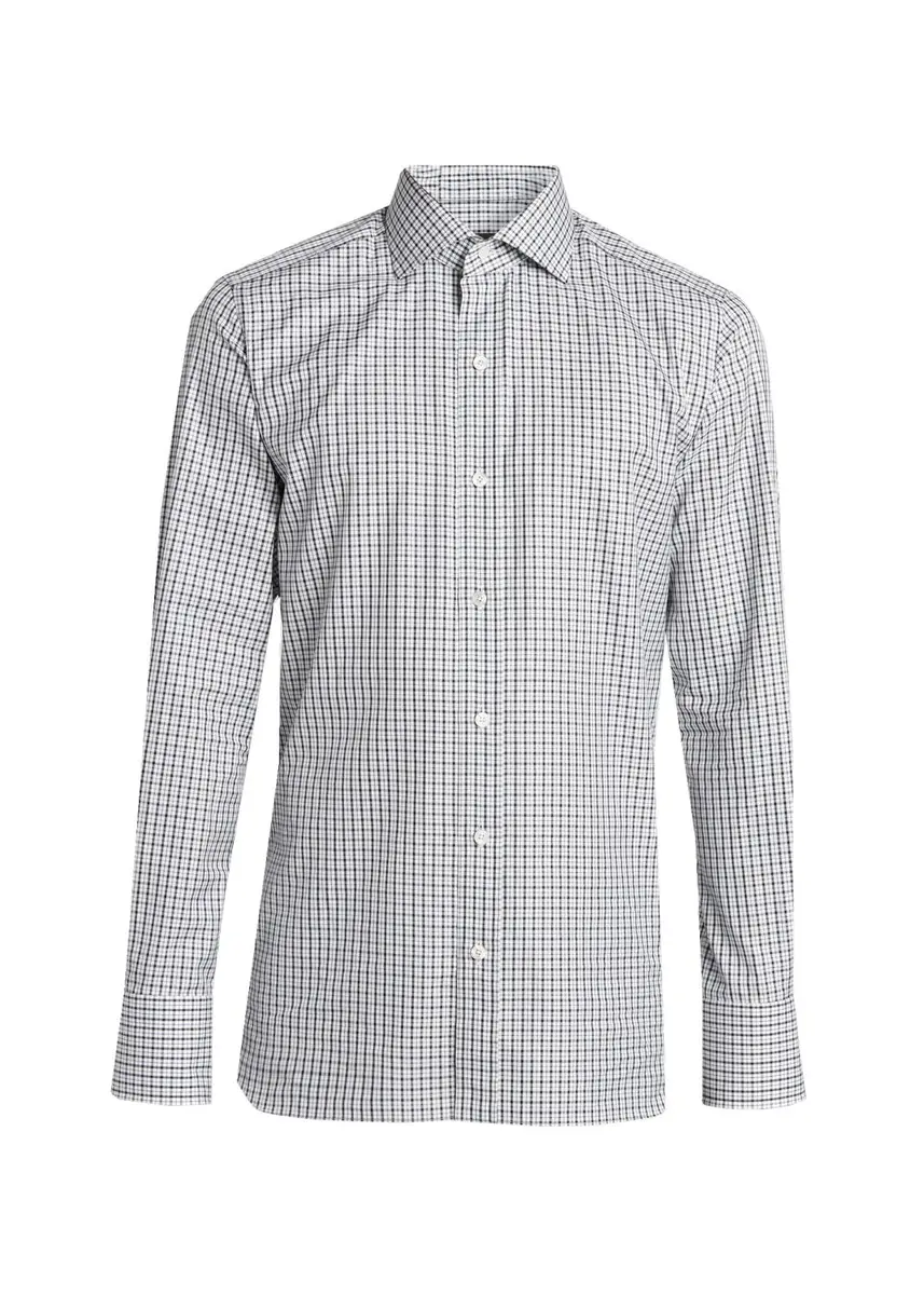 Tom Ford Men's Cotton Grid Check Dress Shirt | Thumbnail 5
