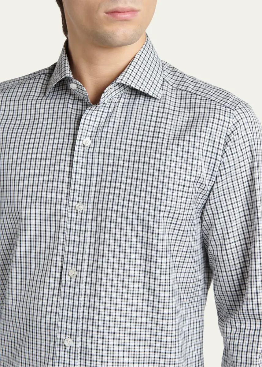 Tom Ford Men's Cotton Grid Check Dress Shirt | Thumbnail 8
