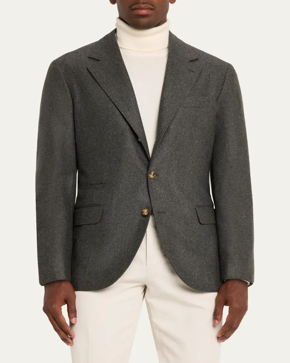 Brunello Cucinelli Men's Cotton Notch Lapel Single-Breasted Sport Coat | Thumbnail 4