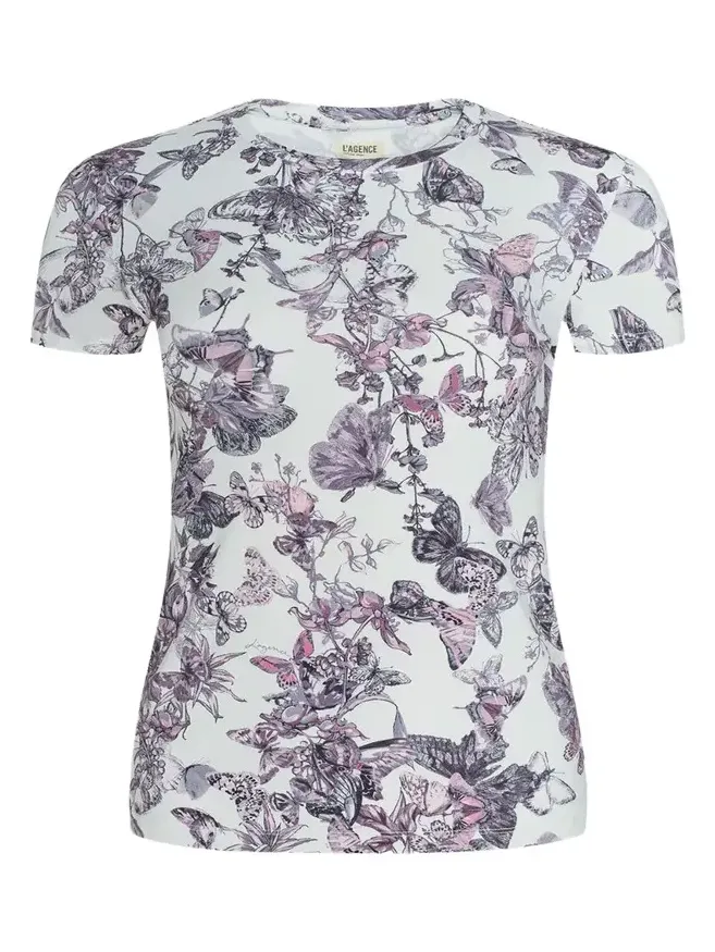 L'Agence Ressi Short-Sleeve Butterfly Vine Tee