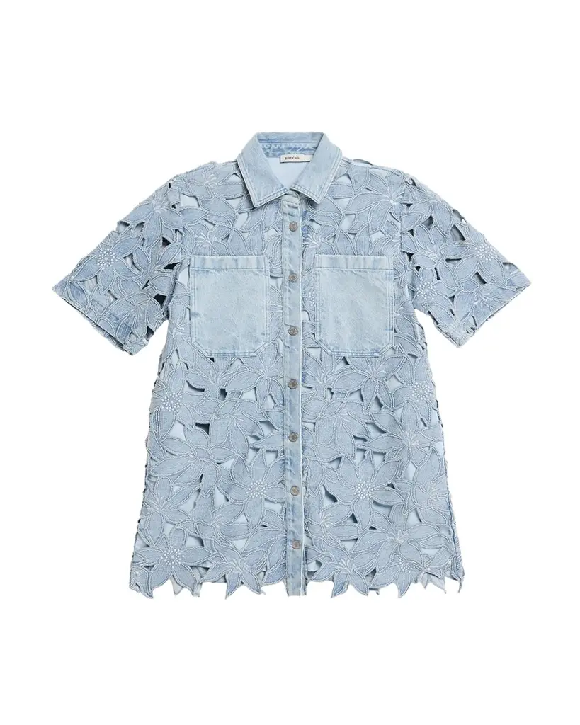Simkhai Calyn Embroidered Denim Mini Dress | Image 1 Simkhai Calyn Embroidered Denim Mini Dress | Image 1