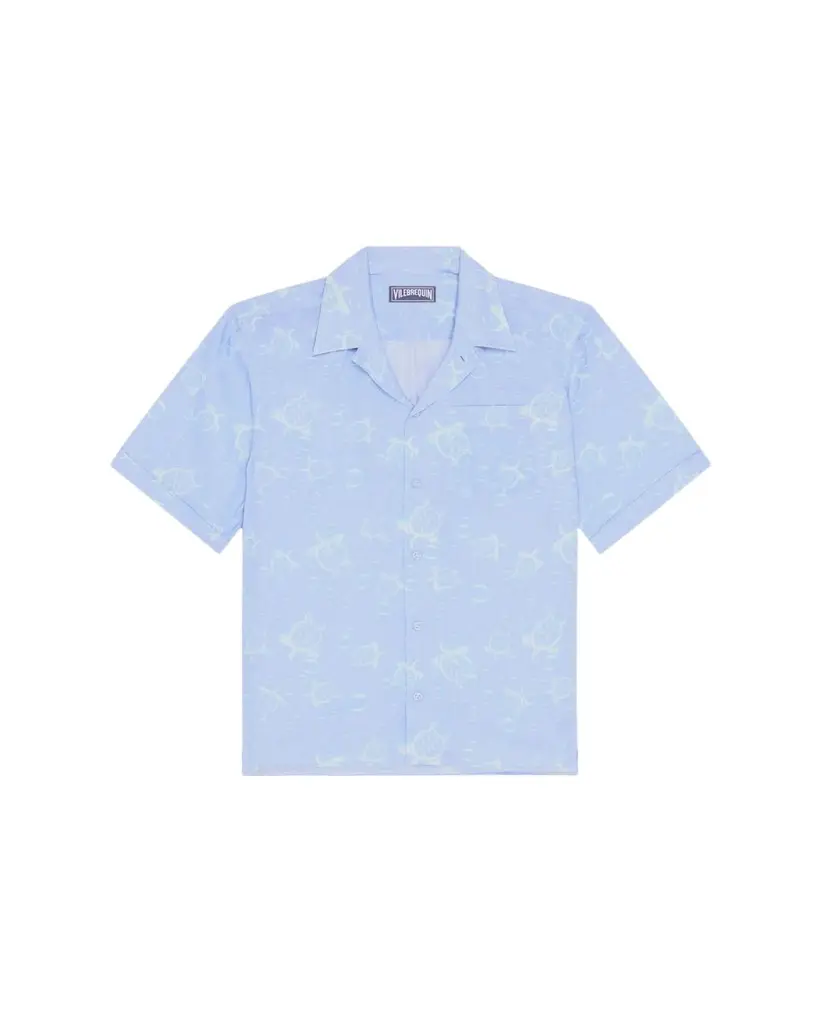 Vilebrequin Men's Bubble Turtles Linen Short-Sleeve Shirt | Image 1 Vilebrequin Men's Bubble Turtles Linen Short-Sleeve Shirt | Image 1