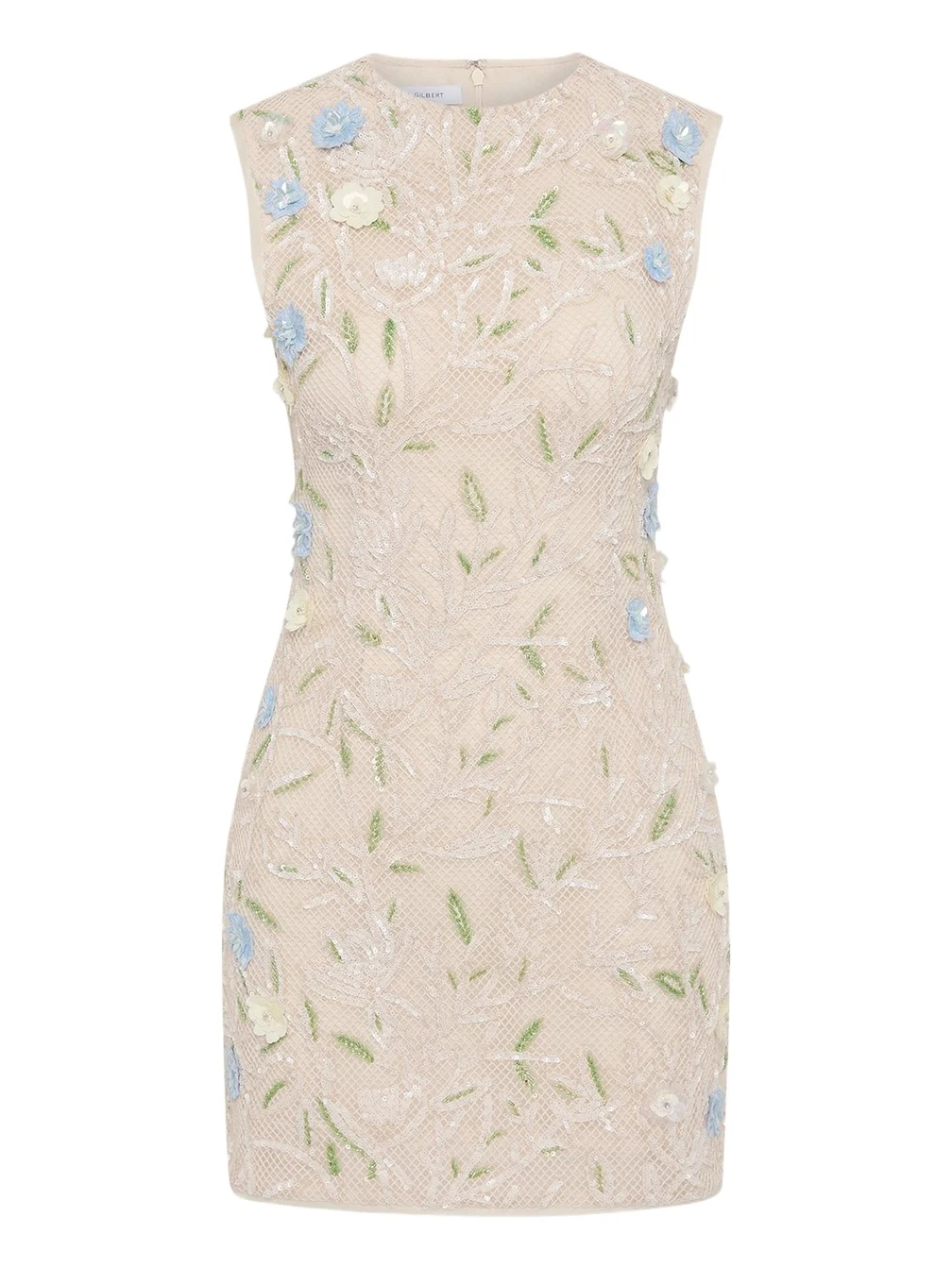 RACHEL GILBERT Mistral Floral Applique Cotton Mesh Mini Dress