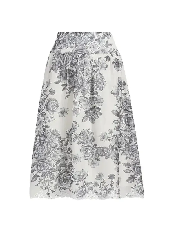 Lidia Floral-Print Midi Skirt